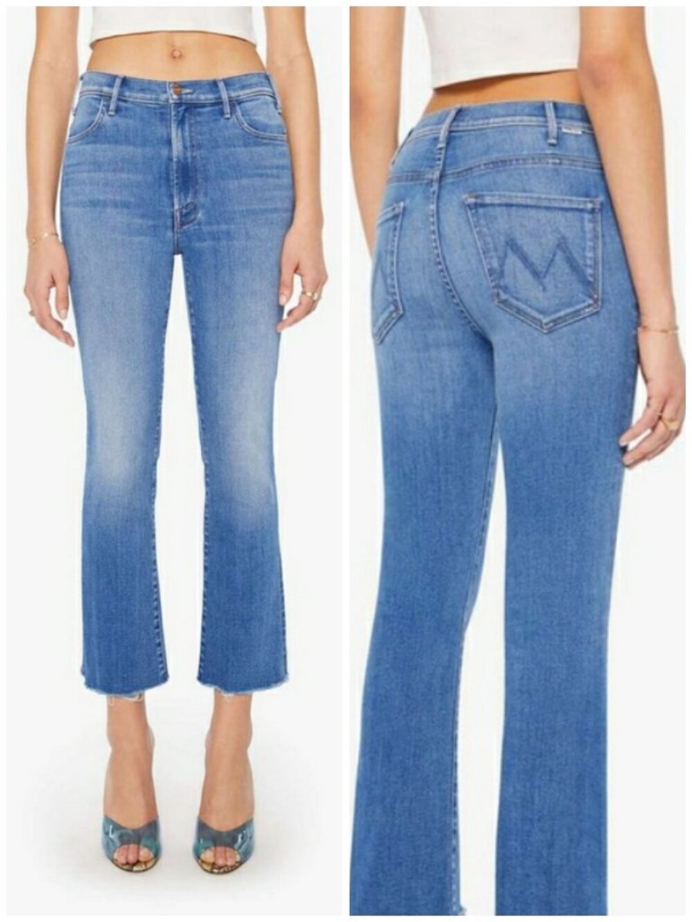 💕MOTHER💕 The Hustler Ankle Fray Jeans - No Promises Blue 33 NWOT